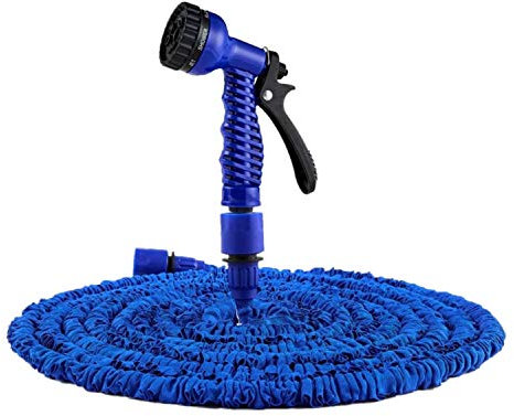 Zerotwo Gartenschlauch Flexibler, Wasserschlauch Bewässerungsschlauch Flexischlauch Gartenschlauch Bewässungs Schlauch Dehnbar Schlauch mit 7 Funktionen Gartenbrause (50FT 15M, Blau)