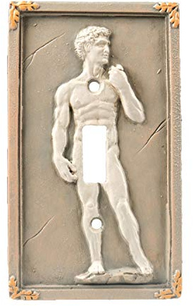 Bella Haus Design Michelangelo's David 3D Sculpted Light Switch Cover - Polyresin Single Toggle Wall Switch Plate Cover- Statue of David Michelangelo Wall Home Art Decor (David)
