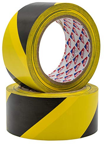 Hermax 2 Warnband Rollen - 50mm x 33m PVC Klebeband Schwarz-Gelb - Absperrband Sicherheitsmarkierung