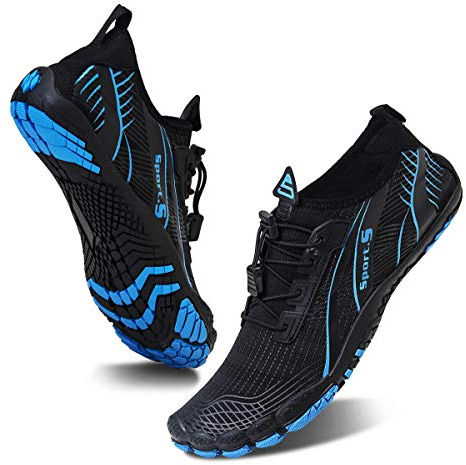 WateLves Water Shoes for Men Women Barefoot Quick-Dry Aqua Sock Outdoor Athletic Sport Shoes Kayaking Boating Hiking Surfing Walking (M-Black/Blue, 43)