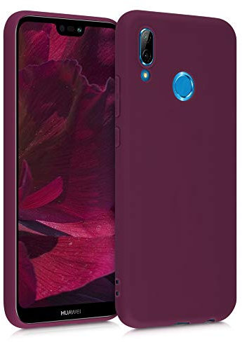 kwmobile Custodia Compatibile con Huawei P20 Lite Cover - Back Case per Smartphone in Silicone TPU - Protezione Gommata - viola bordeaux