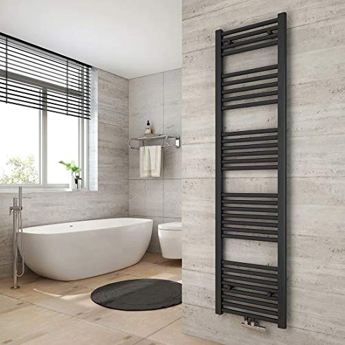 Heilmetz Handtuchtrockner Badheizkörper 1600 x 400 mm Anthrazit Handtuchheizkörper für Wasser Heizkörper Bad Mittelanschluss Heizung Handtuchwärmer