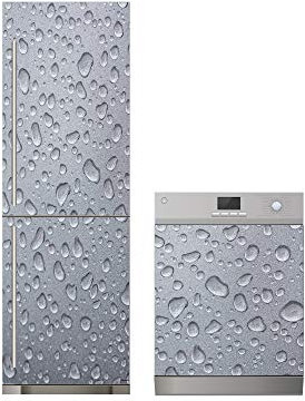Oedim Pack vinyle pour réfrigérateur + vinyle pour lave-vaisselle Texture grise rafraîchissante 70 x 200 cm + 50 x 65 cm Adhésif résistant et économique Adhésif décoratif Design élégant