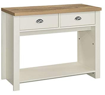 Birlea Highgate 2 Drawer Console Table Cream & Oak Effect