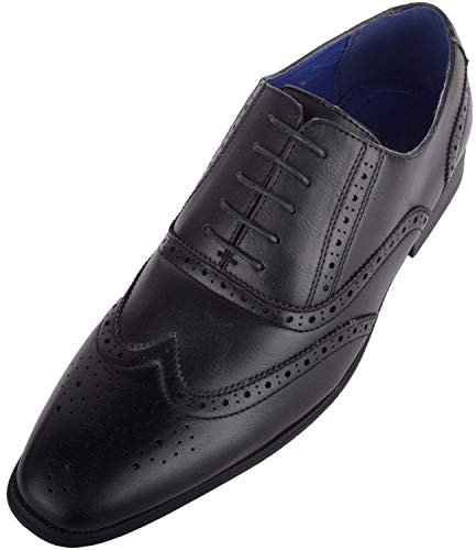 Herren-Schlupfschuhe, formell, smart, zum Schnüren, Brogues, Schwarz - Schwarz - Größe: 45 EU
