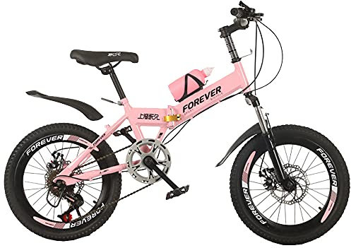 Axdwfd Bici per Bambini Bicicletta da 18/20 Pollici Assorbente, Bicicletta Pieghevole, Adatta per Ragazzi E Ragazze di età Compresa tra 7 E 14 Anni, 3 Colori(Size:20in,Color:Rosa)