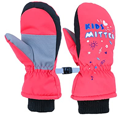 7-Mi Guanti per bambini, guanti da neve invernali impermeabili caldi spessi per ragazzi ragazze bambini sci snowboard 4-6 anni