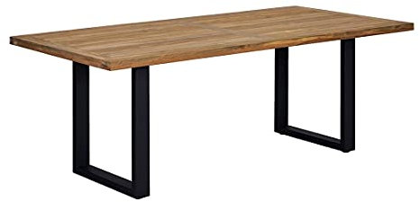 OUTLIV. Gartentisch, Aluminium/Teak Recycelt, wetterfest, für 8 Personen, FSC-Zertifiziert, rustikales Design, Maße: 200x100 cm, Anthrazit/Natur