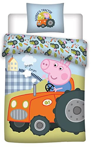 Aptex Baumwolle Bettwäsche 135x200 + 80x80 cm Peppa/glänzt im Dunkeln/