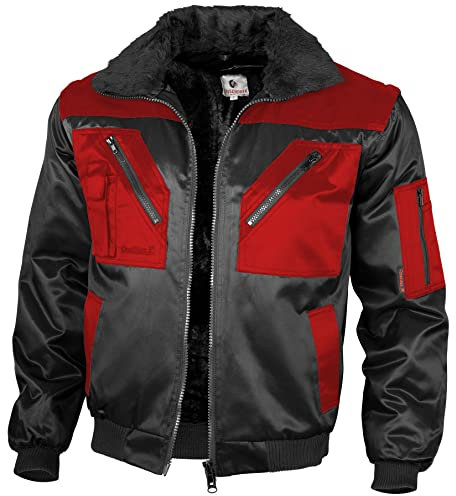 Qualitex - Pilotenjacke 4 in 1 - Kragen und Ärmel abtrennbar - mehrere Farben (5XL, Schwarz/Rot)