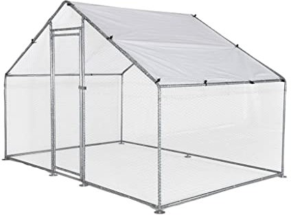 Hühnergehege 6m² BABETTE aus verzinktem Stahl, wasserdichtes und UV geschütztes Dach, Tür mit Riegel, 3x2m