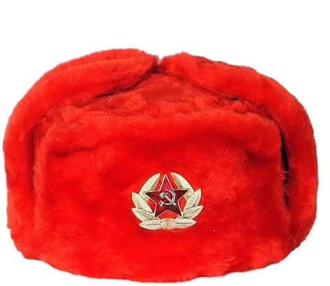 MARUI USCHANKA ROT Russland FELLMÜTZE WINTERMÜTZE SCHAPKA Ushanka SCHAPKA FLIEGERMÜTZE PELZMÜTZE (57)