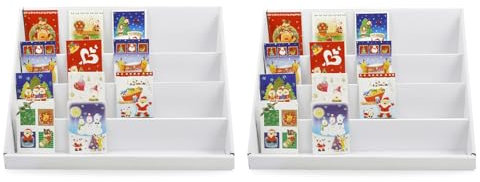 PetHot 2PCS Cardboard Display Stand 38x22x20cm Kids Bookshelf 4 Layers Greeting Card Display Rack Toy Bookshelf for Living Room Bedroom Office