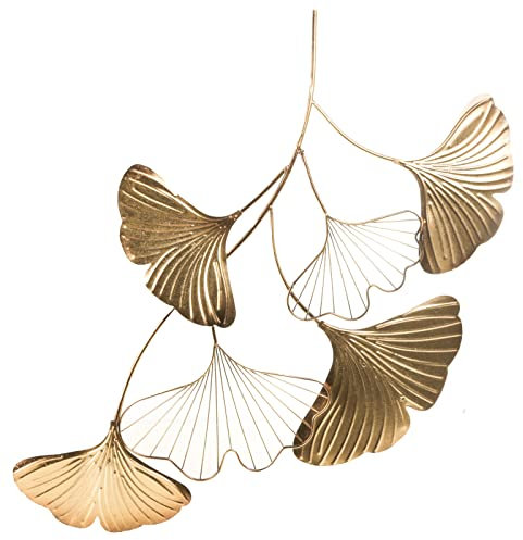 Logbuch-Verlag Wandbild gold Ginkgo Blätter aus Metall Wanddekoration edel goldfarbene Wohnzimmerdeko Geschenk Muttertag 85 cm
