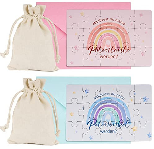 GEBETTER 2* Puzzle Patentante und Patenonkel Fragen Möchtest du meine Patentante mein Patenonkel werden Schwangerschaft verkünden Taufpatin Geschenk Taufpaten Fragen Geschenkideen für Geburt Taufe