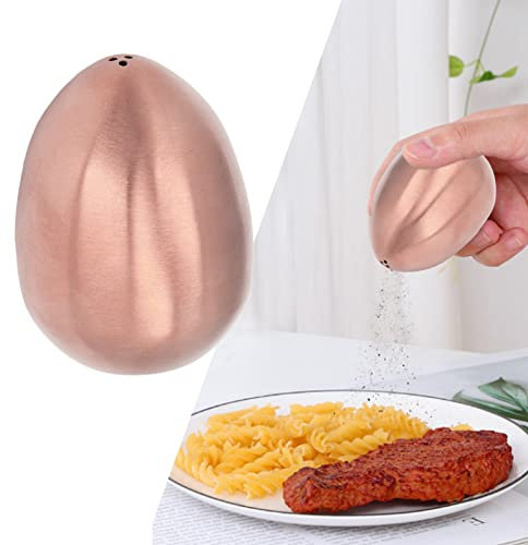 Salière et poivrière en cuivre,salière et poivrière en Forme d'œuf, poivrière en Forme d'œuf en Acier Inoxydable pour Barbecue en Plein air, Restaurant, Banquet, fête, Voyage(Or Rose), saliere et