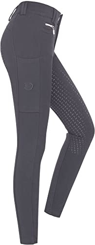 RIDERS CHOICE Pantaloni da equitazione in cotone, con inserto in silicone, per bambini, grigio, 170
