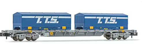 Arnold - SNCF, 4-axle 60' container wagon Novatrans Sgss, grey, with 2 x 22' container T.T.S., ep. V