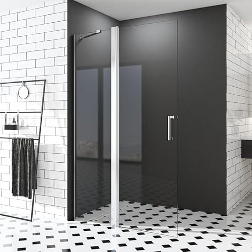 Walk in Duschwand, 75x185 cm Falttür drehtür Begehbare Dusche Glasabtrennung Duschkabine Duschtrennwand 6mm ESG-Sicherheitsglas Nano Beschichtung