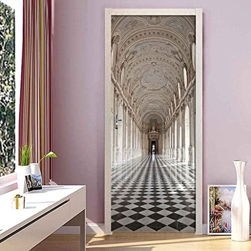 3D Türaufkleber Korridorgebäude Des Palastes 77 X 200 Cm Wandbild Kunst Aufkleber Mural Türaufkleber Tapete Selbstklebend Türaufkleber Türaufkleber Türbilder Abnehmbare Vinyltür Abnehmbare Für Home O