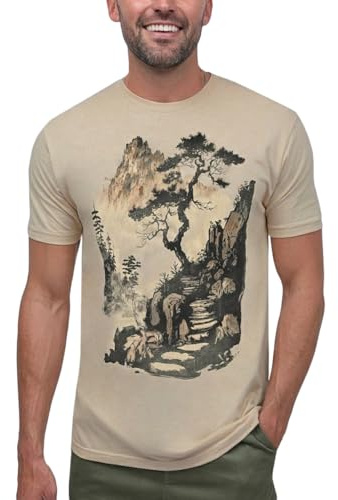 INTO THE AM Herren Logo T-Shirts Zeitgenössische Athleisure (3er Pack) | Handgezeichnete Wölfe, Berge & Waldkunst – Neuheit T-Shirts zum Wandern, Camping & Outdoor Casual Style.