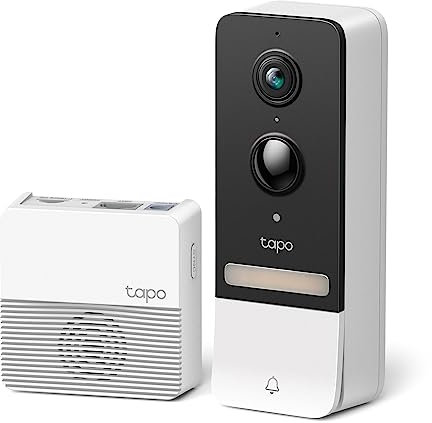 Tapo TP-Link Campanello video senza cavo con hub, visione notturna a colori da 2 K da 5 MP, batteria fino a 180 giorni, audio a 2 vie, risposta rapida, vista testa a piedi, funziona con Alexa e Google