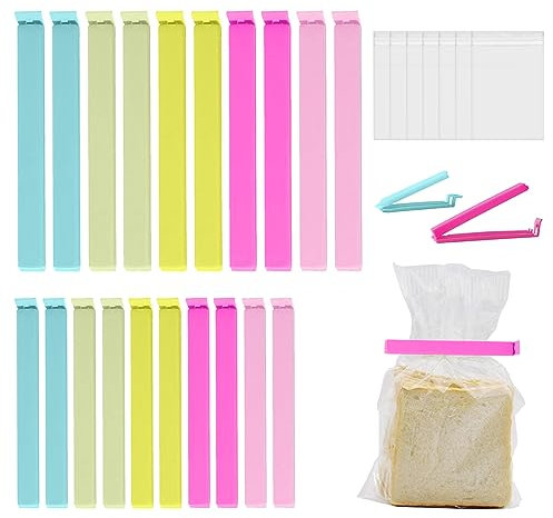 KARELLS 20 PCS Clips de Plástico para Alimentos, Clips para Bolsas de Comida, Clip de Cierre Comida, Clips Cierre de Bolsas, Clips de Aperitivos, Clips de Almacenamiento de Alimentos