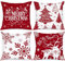 Lanpn 4 Stück Weiß und Rot Kissenbezug Weihnachten Kissenhülle 50x50 cm, Winterliche Schneeflocken Dekorative Weihnachtskissen für Weihnachtsdeko Christmas Bettwäsche Sofa Decorations (Rot)