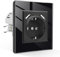 CNBINGO Schuko Steckdose mit USB 16 Amp Steckdose mit Steckklemme Kristall Unterputz Steckdose - Einzel USB Steckdose Schwarz - 1 Fach Wandsteckdose mit Glasrahmen
