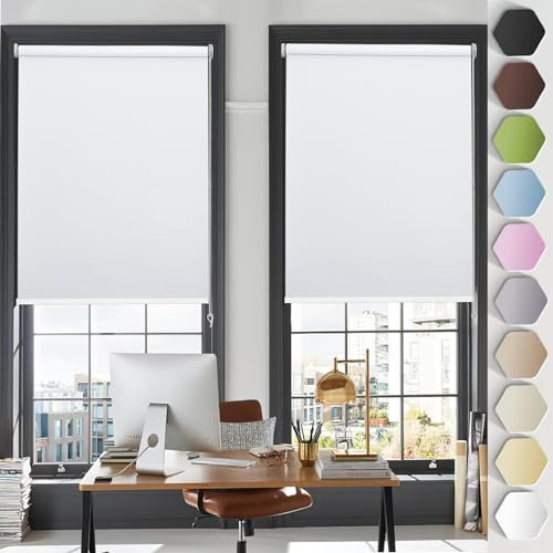 Rollo ohne Bohren Verdunklungsrollo 95 x 230 cm Sichtschutz und Sonnenchutz,ohne Bohren Verdunkelungsrollo Klemmfix, mit Klemmträger, für Fenster und balkontür, Weiß