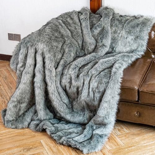 SUNMME Kuschelige Felldecke,Überwurf aus Kunstfell warm,Hochwertige Kuscheldecke Fellimitat,Flauschige Wohndecke für Couch Tagesdecke,für Bett,Sofa