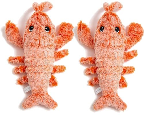 EHOTER Zappelnd Flopping Hummer Katzenspielzeug Interaktiv Beweglich Hummer Hunde Spielsachen Elektrisch Plüsch Hummer Katzenminze USB Aufladbar Waschbar Touch Aktiviert Haustier Übung Spielzeug (2)