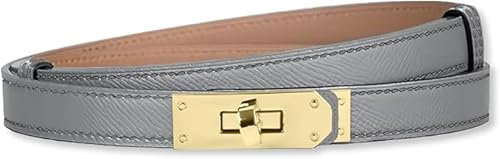 HEVIBK Ledergürtel Damen Gürtel Taillengürtel Damengürtel Leder Jeansgürtel Echtleder 29mm Breit schmaler Gürtel(Hellgrau/Gold)