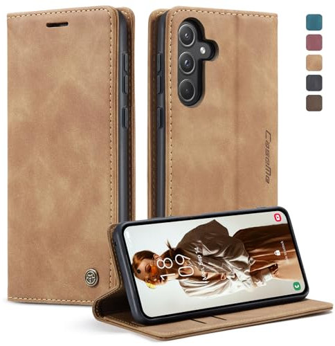 KZB Handyhülle für Samsung Galaxy A55 5G Hülle Premium Lederhülle Klappbar Flip Case Tasche Magnet Kartenfach Standfunktion Klapphülle Schutzhülle für Samsung Galaxy A55 - Braun