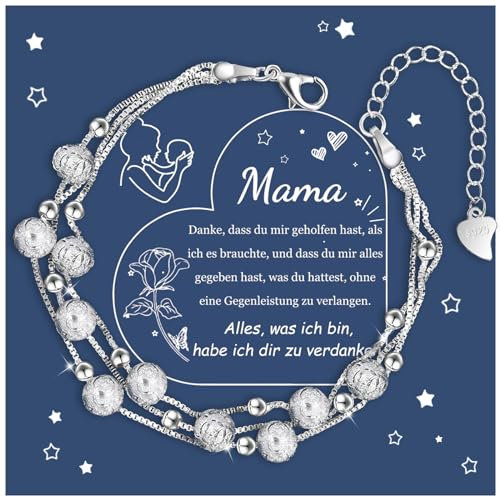 YELUWA Silber Armband für Damen - Muttertagsgeschenk für Mama, Beste Mama Geschenk, Mutter Tochter Sohn Armband für Geburtstag und Weihnachten