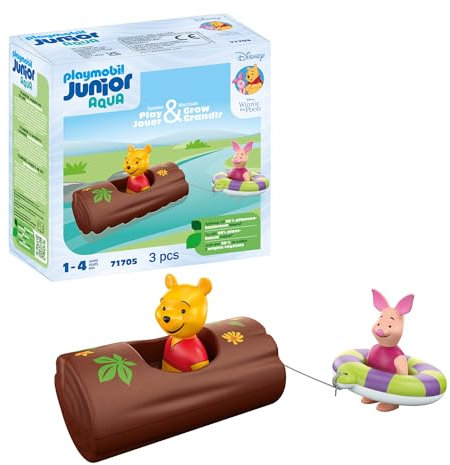 PLAYMOBIL JUNIOR | Disney | Winnie Puuhs & Ferkels Wasserabenteuer | nachhaltiges Spielzeug aus biobasierten Kunststoffen | für Kinder ab 1 Jahr | 71705