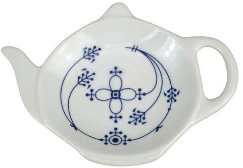 Porzellan Teebeutelablage Indisch Blau maritim Strohblume 12,2 x 8,7 x 1,5cm