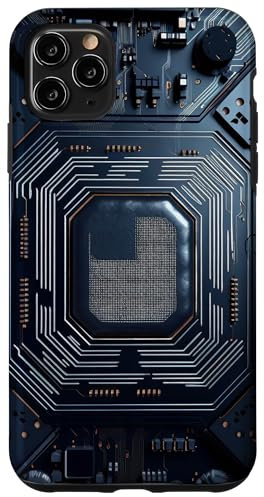 Carcasa para iPhone 11 Pro Max Placa base Microchip Negro TI Ordenador Gráfico de fondo