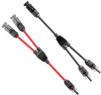 ANBOO 1 Cable Panneau Solaire, Câble Solaire 4 Mm2(Compatible avec 6mm2), Connecteur MC4(1 À 2 Branches), Y Connecteurs Câble, Panneaux Solaires, Rouge Et Noir, Cable Mc4, Panneau Solaire Ecoflow