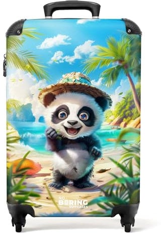 NoBoringSuitcases.com Valise Enfant, Valise Cabine, Valise Cabine Enfant, Bagages Enfant, Valise Enfant Roulette, Suitcase, Valise Enfant Cabine, Valise Cabine 55x35x25cm (Panda - Tropical)