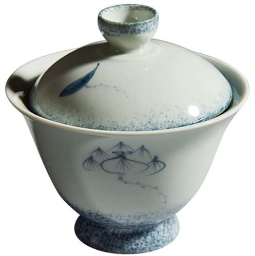 Kung Fu Teeschale, 150 ml, handbemalt, blau-weiß, Porzellanterrine, Lotusmuster, Kung Fu Teeservice