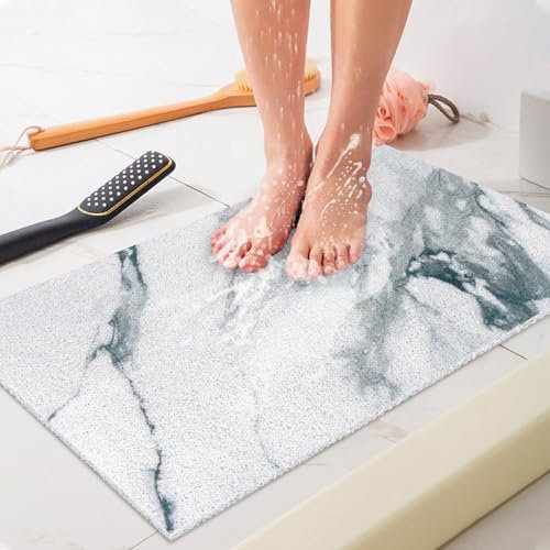 Tappetino da doccia antiscivolo, 60 x 80 cm, morbido e confortevole, di sicurezza, con fori di scarico, in PVC, tappetino antiscivolo per doccia, ad asciugatura rapida