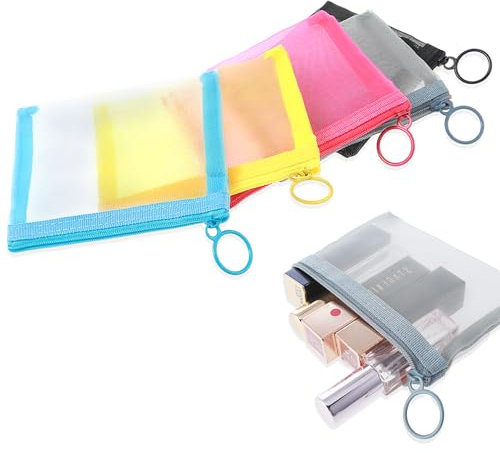 5 Stück Dokumententasche Mini, 13 x 10 cm Mini Netztaschen mit Reißverschluss, Mini Kosmetiktasche, Wasserdichte Reißverschlusstasche Für Dokumente Für Organisation, Lagerung (5 Farben)
