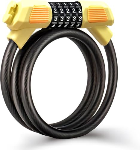 Fenxyo Bike Locks Heavy Duty, Lightweight Bicycle Cable Lock with Code 120cm, High Security Passcode Unlock, Waterproof/Scratch-Resistant/Resettable Combination Lock Ideal for Gift/Mountain Bike/Moto