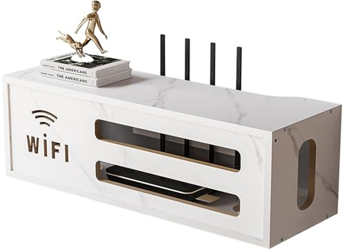 Caja de Almacenamiento de enrutador WiFi, Estante de enrutador WiFi, Home Caja Router WiFi para Pared Estante de Almacenamiento de Router(White)