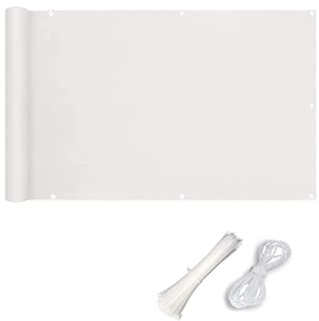 Brise-vue en PVC de 8,5 m - Protection UV pour balcon, terrasse, terrasse - Blanc