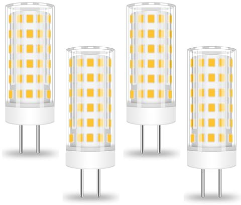 BROLSKUN Gy6.35 Led 12V 6W Ersatz 50w 60W GY6.35 Halogenlampen Warmweiß 600LM 12V-Niedervoltlampe G6.35 Bipin Sockel 2700K Stromsparer Niedervoltlampe 4er Pack