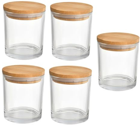 NUOBESTY Paquete de 5 Frascos de Velas Perfumadas Tapas de Velas Latas de Vidrio Vacías para Velas para Artesanos