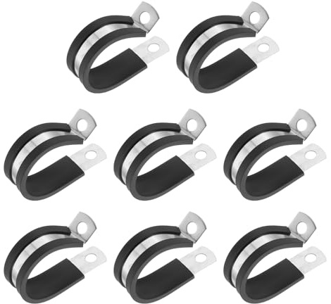 PATIKIL 28mm Rohrschellen Kabelklemme Gummi P Clips, 8 Stück Schlauchschellen 304 Edelstahl Isolierte Metallklemme Rohrklemme für Rohrleitung Kabel Draht Installation