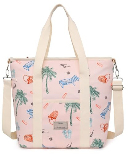 Nanxson Borsa Termica Porta Pranzo 15L/29L Borsa Frigo Pranzo Floreale Lunch Box con Tracolla Regolabile per Campeggio Lavoro Scuola Viaggio (29L,B-Rosa Cocos)